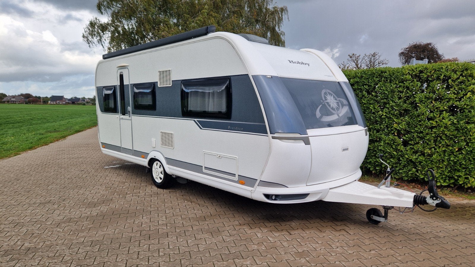 Hobby 495 UL /Thule Luifel/Auto.Mover/Airco/Fietsendrager/, Caravans en Kamperen, 2 aparte bedden, Rondzit, Hobby, Luifel