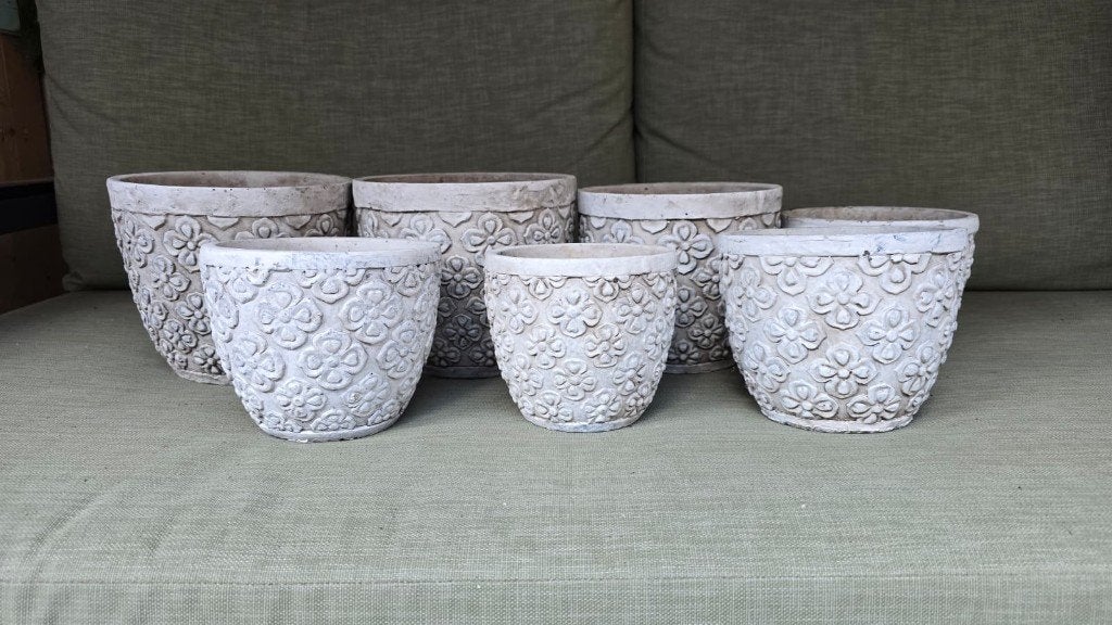 7 bloempotten Roberts Collection, Ophalen, Rond, Zo goed als nieuw, Binnen