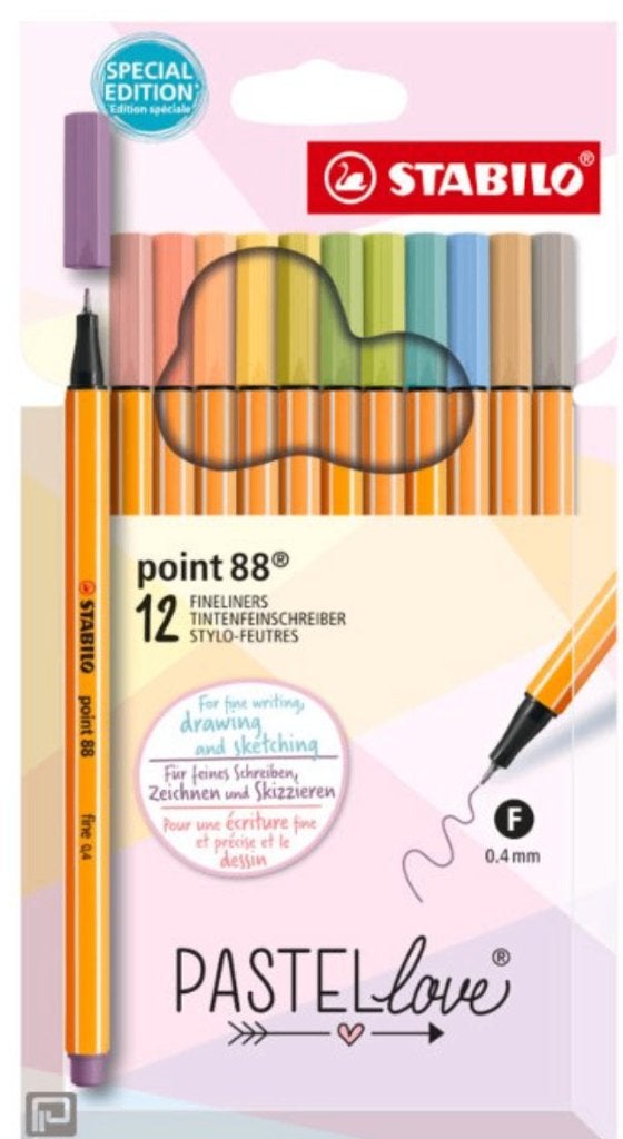 **NIEUW** Stabilo fineliner point 88 pastel set à 12 kleuren, Ophalen of Verzenden, Nieuw