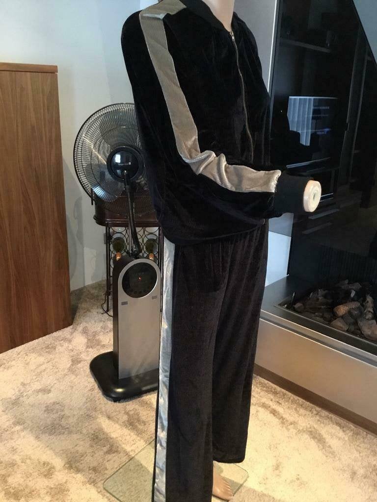Joggingpak huispak Oui zwart/grijs velours mt 38-40, Maat 38/40 (M), Zwart, Qui, Ophalen of Verzenden