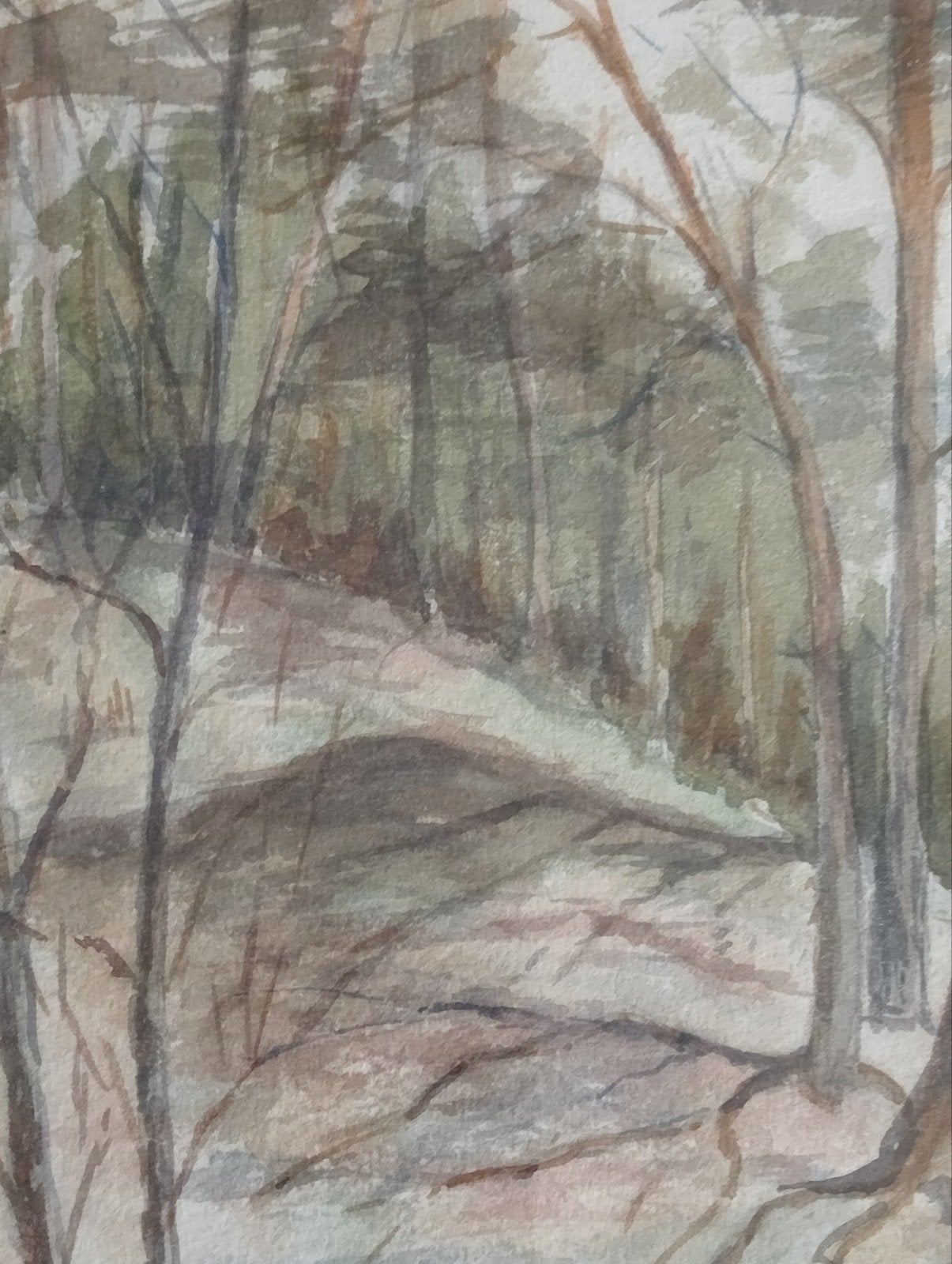 Tweeluik Pendant Aquarellen Boslandschap LVB 1960-1965, Verzenden