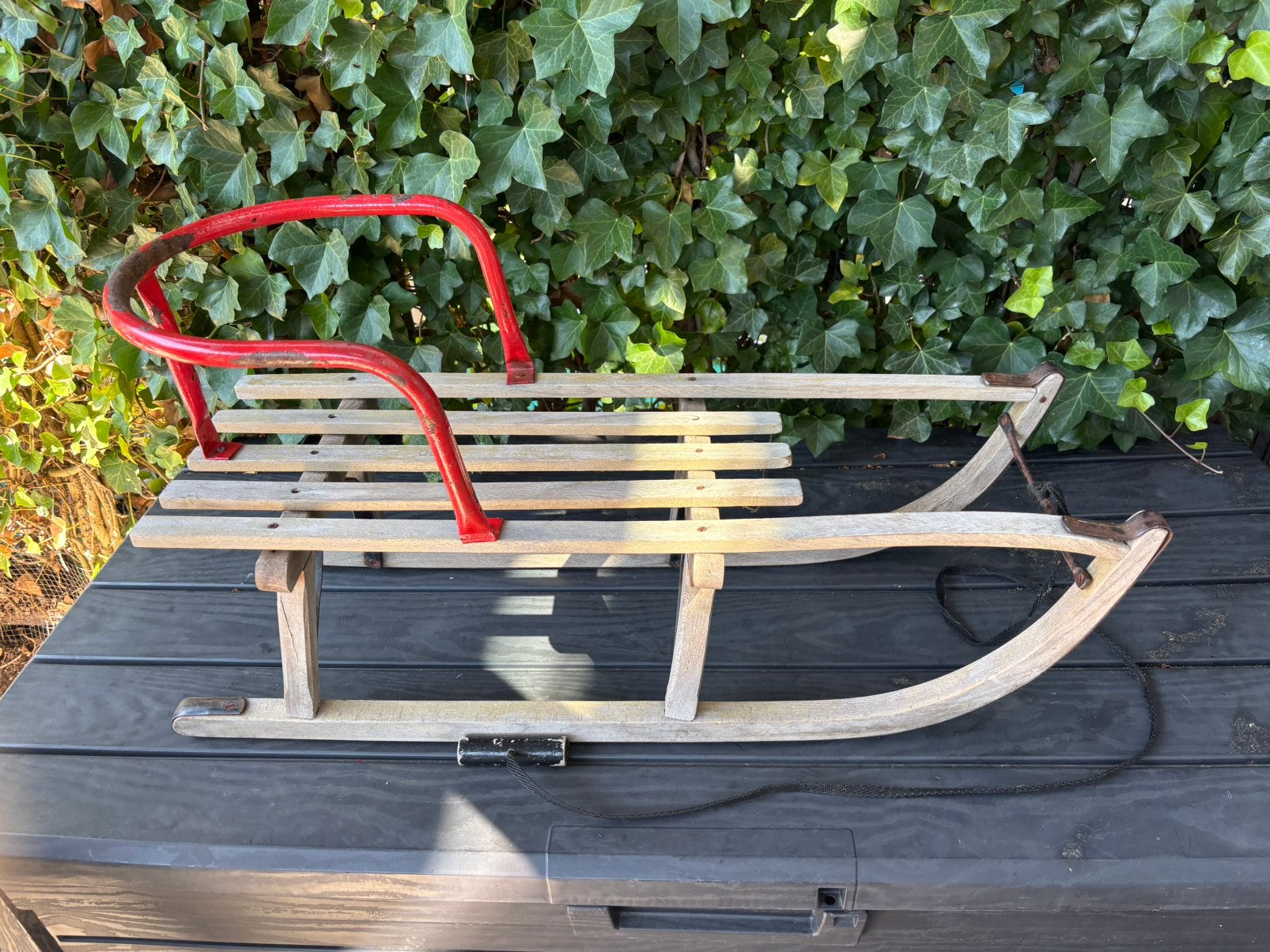 Slee met rugleuning, Ophalen, Rugleuning, Gebruikt, Hout
