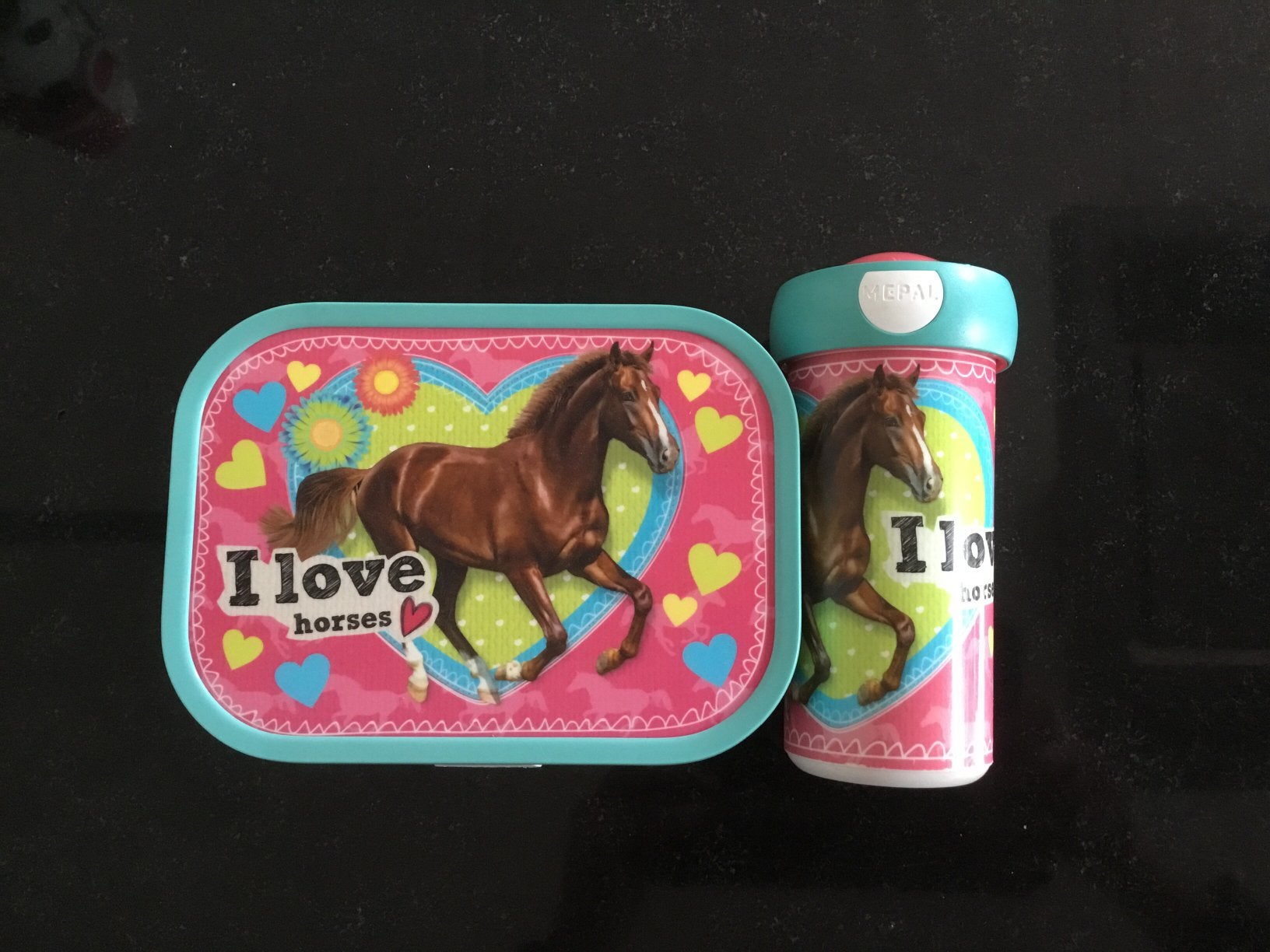 Broodtrommel + beker Mepal Paard, Kinderen en Baby's, Ophalen of Verzenden