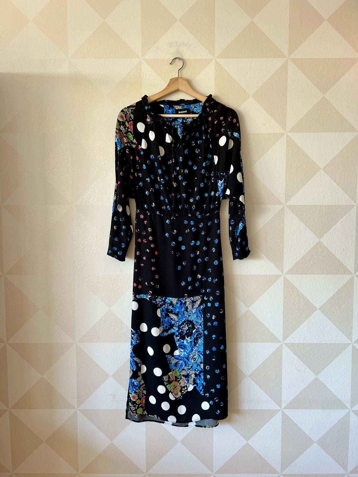 Geisha maxi jurk blauw zwart bloem S/36 zgan, Blauw, Ophalen of Verzenden, Zo goed als nieuw, Maat 36 (S)
