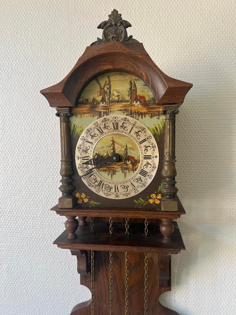 Antieke Friese Staartklok met Hollands Tafereel, Antiek en Kunst, Ophalen