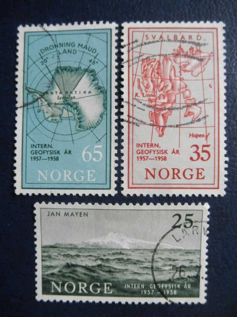 Postzegels Noorwegen 1958 geofysica - cat.w. € 1,20., Ophalen of Verzenden, Noorwegen, Gestempeld