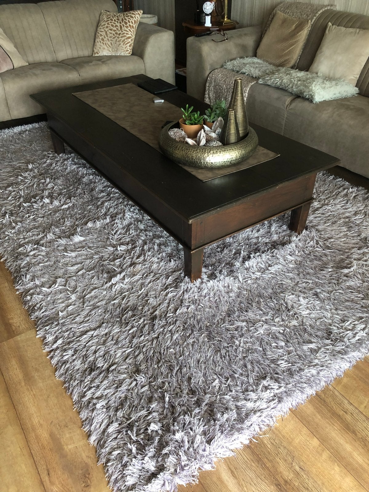Hoogpolig grijs vloerkleed - 300x200 cm, Gebruikt, Ophalen of Verzenden, 200 cm of meer, Grijs