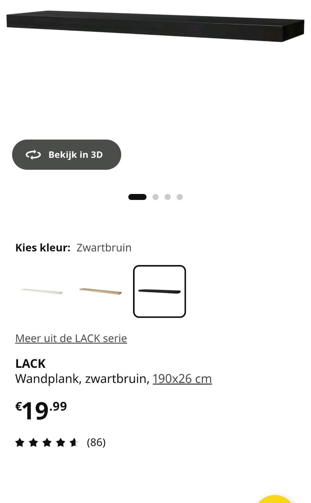 4 x wandplank zwart, Ophalen
