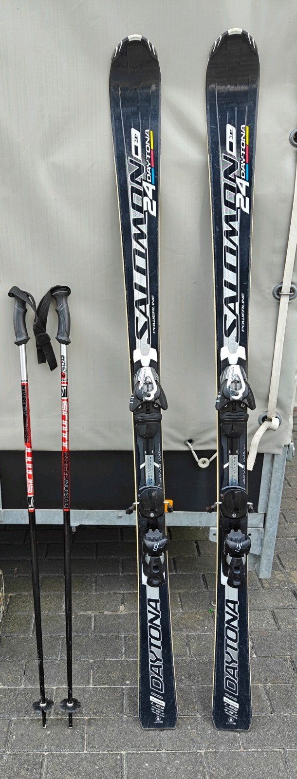 Salomon 24 Daytona ski's met stokken - 169 cm, 160 tot 180 cm, Gebruikt, Skiën, Ski's