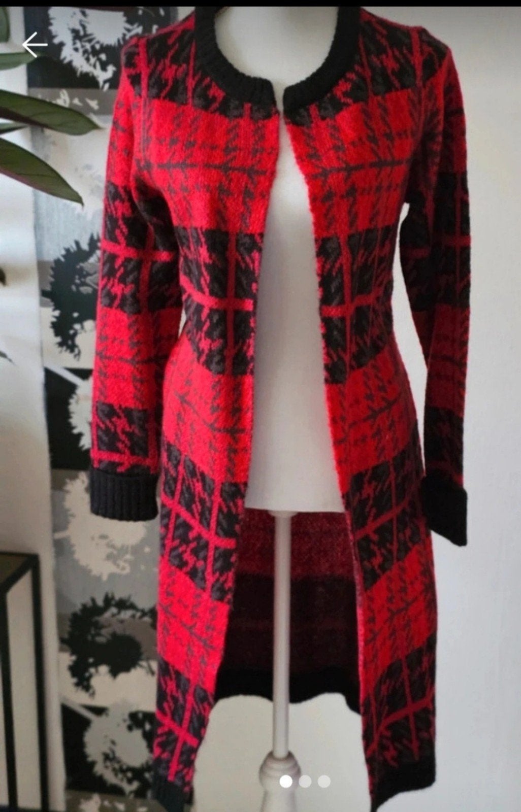 Bonprix lange cardigan vest maat S rood zwart geruit NIEUW, Kleding | Dames, Ophalen of Verzenden