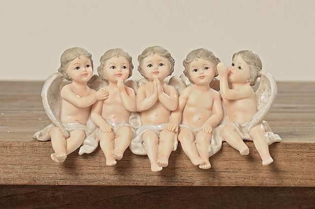 Mooie Engelen groep, 5 engeltjes, randzitter, Moederdag, Verzamelen, Beelden en Beeldjes, Ophalen of Verzenden, Nieuw
