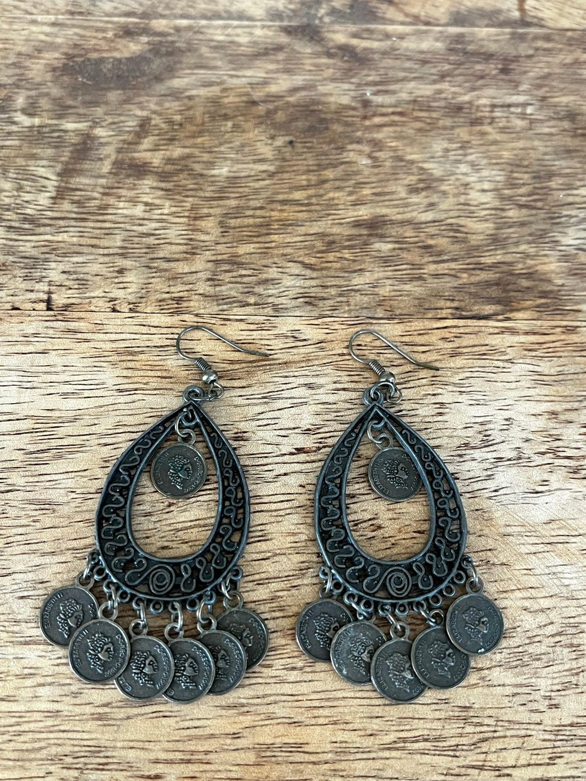Vintage munt oorbellen, Ophalen of Verzenden, Gebruikt, Hangers