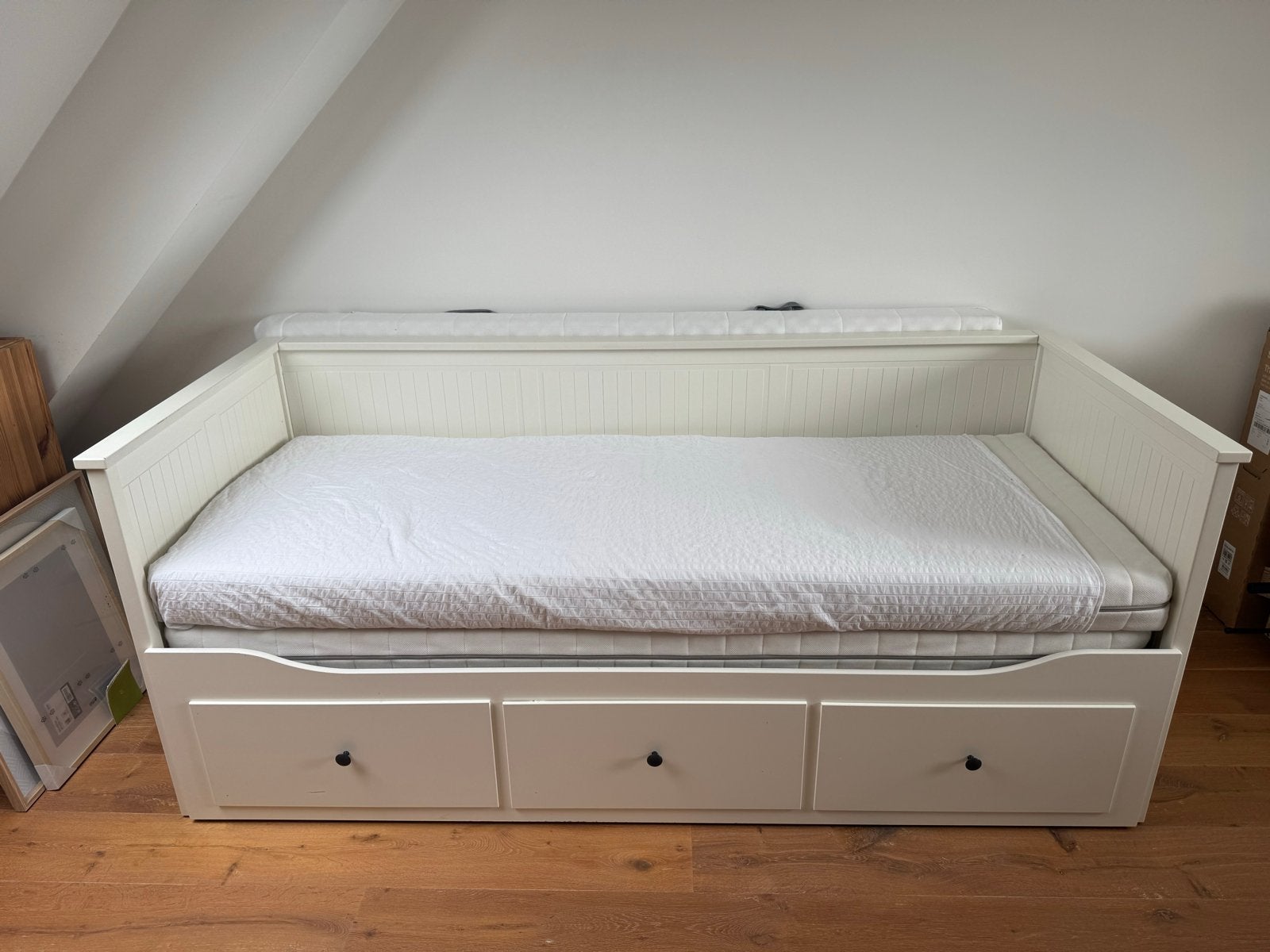 Hemnes bedbank met 3 lades wit 80 x 200, Huis en Inrichting, Gebruikt, Eenpersoons, Wit, Ophalen of Verzenden