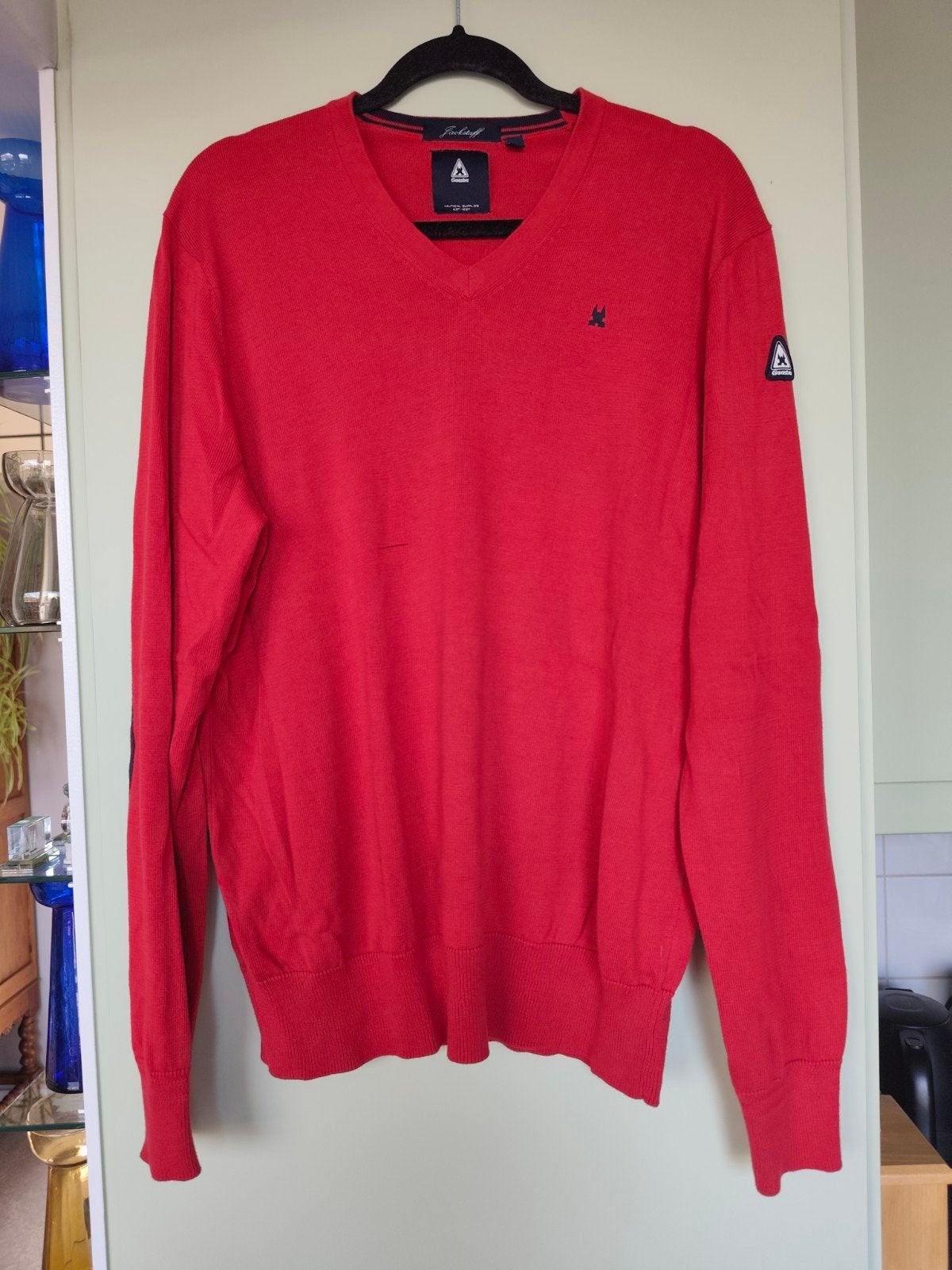 Gaastra brandweerrode katoenen trui met V-hals, mt XL, Gaastra, Maat 56/58 (XL), Ophalen of Verzenden, Gedragen