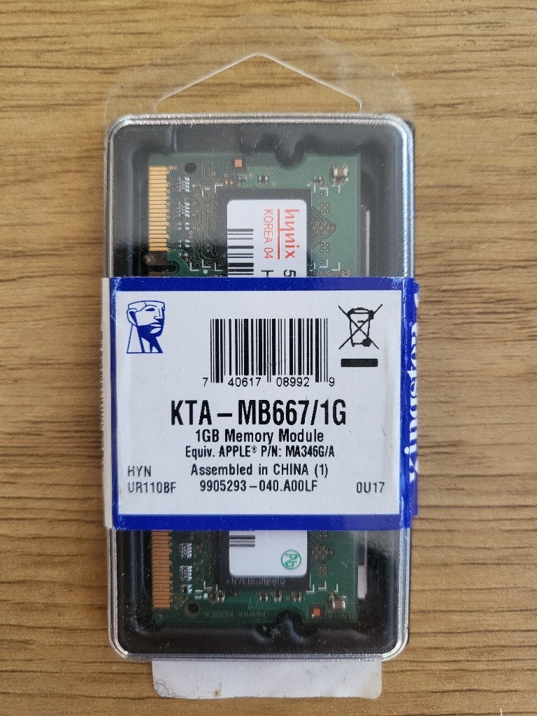 Macbook iMac geheugen Kingston KTA-MB667/1G, 1 GB of minder, Nieuw, Ophalen of Verzenden, DDR2
