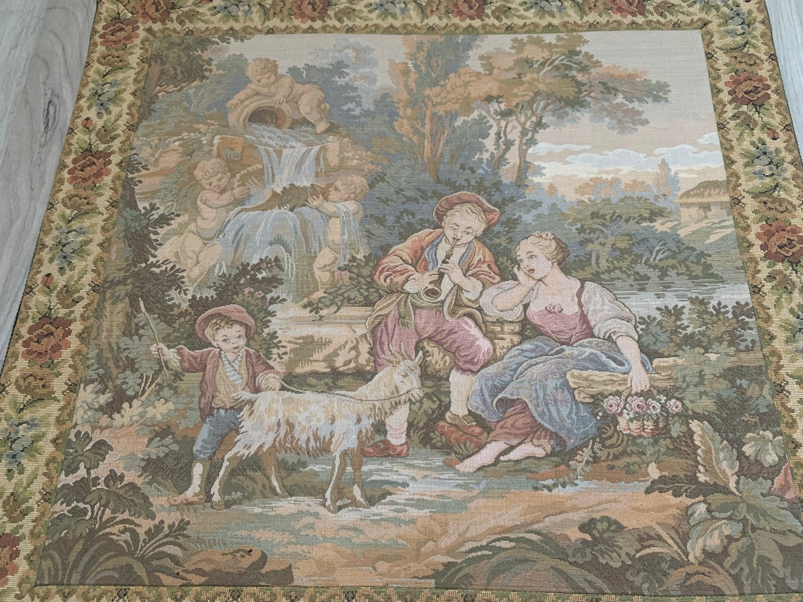 Twee antieke Gobelin wandkleden met pastorale scènes, Antiek en Kunst, Ophalen