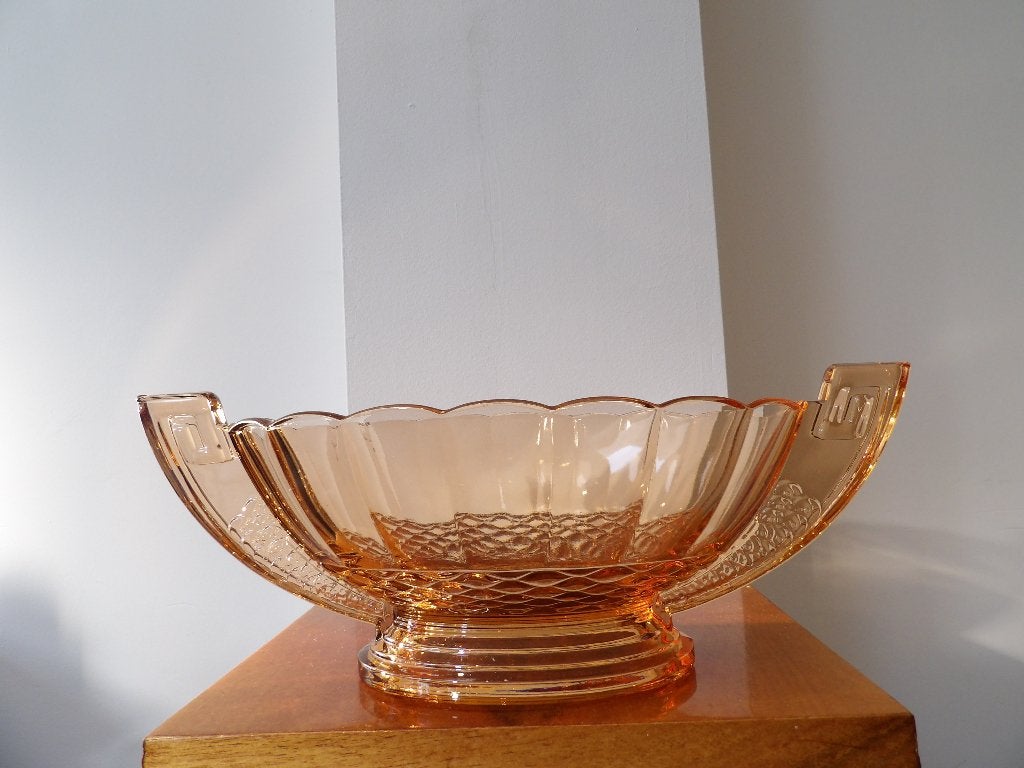 Art Deco Val st Lambert Coupe Romeo, peach Aanbieding, Antiek en Kunst, Antiek | Glas en Kristal, Ophalen of Verzenden