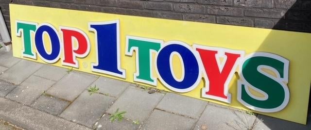 top1toys reclame bord 3D letters groot speciaal, Verzamelen, Ophalen, Gebruikt, Reclamebord