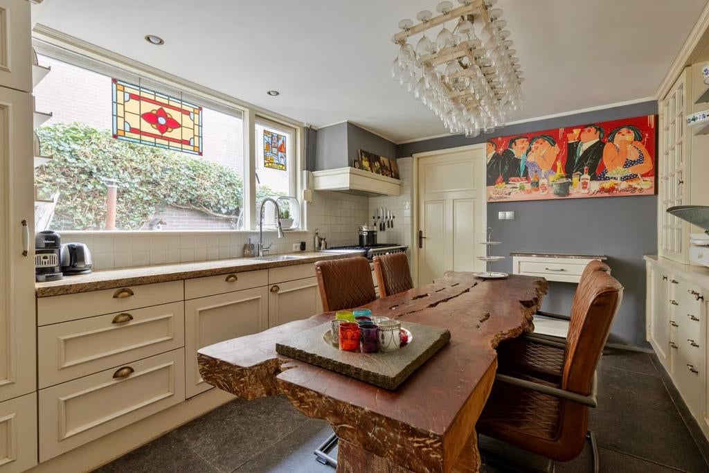 Tropisch hardhouten eettafel boomstamtafel, Huis en Inrichting, Tafels | Eettafels, Ophalen, Rechthoekig, 200 cm of meer, 50 tot 100 cm