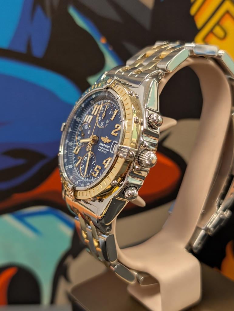 Breitling Chronomat D13050,1 Blauwe wijzerplaat., Sieraden, Tassen en Uiterlijk, Horloges | Heren, Ophalen of Verzenden, Zo goed als nieuw