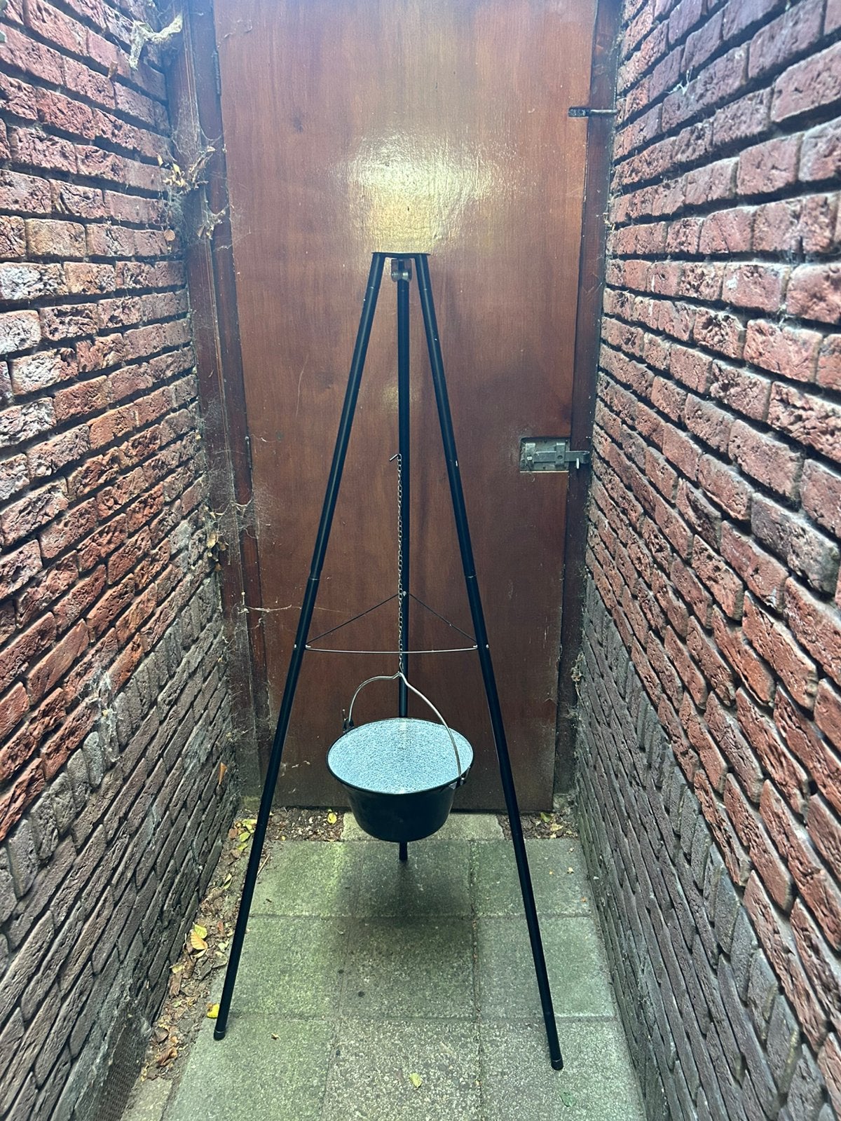 Grote pan met hengsel - 32 cm diameter, Gebruikt, Met handvatten, Ophalen of Verzenden, Kookpan