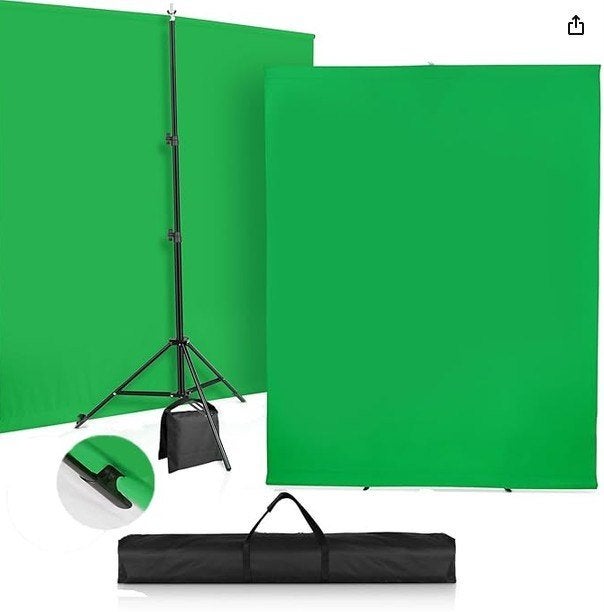Groen scherm achtergrond met standaard, 2 x 2 m, 1,5 x 2 m, Audio, Tv en Foto, Fotografie | Fotostudio en Toebehoren, Gebruikt