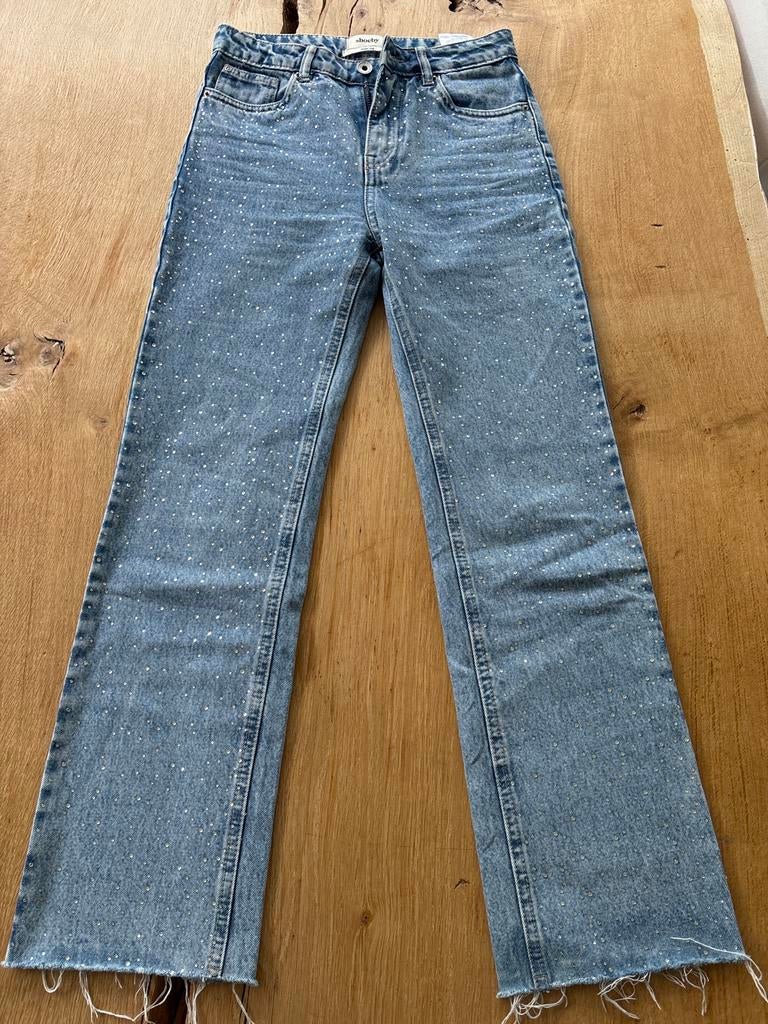 Shoeby Wide Leg Jeans met Strass Steentjes - Maat 158, Kleding | Dames, Blauw, Ophalen of Verzenden, Zo goed als nieuw, Maat 34 (XS) of kleiner