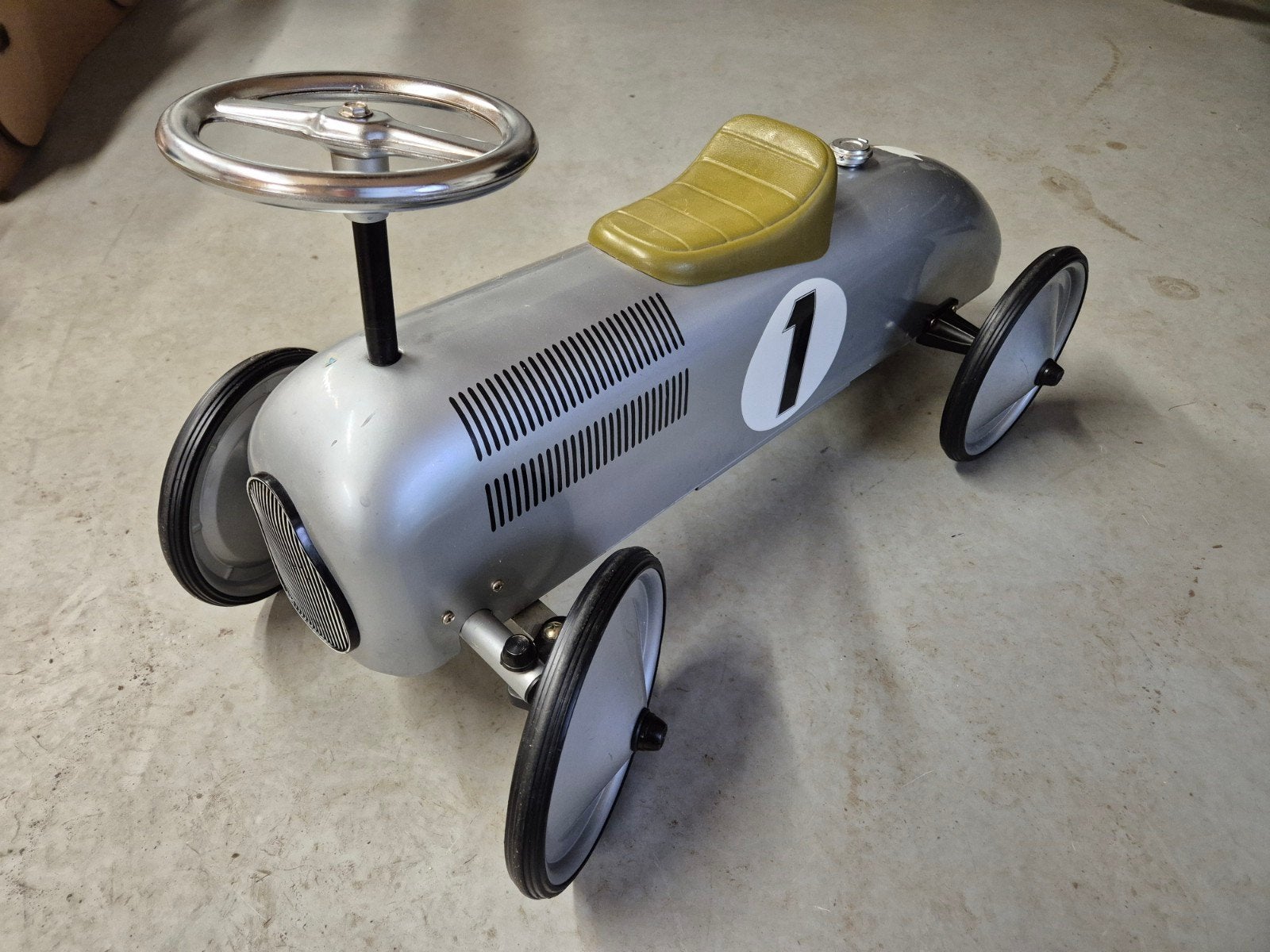 Zilveren Retro Loopauto, Kinderen en Baby's, Ophalen, Gebruikt, Loopvoertuig