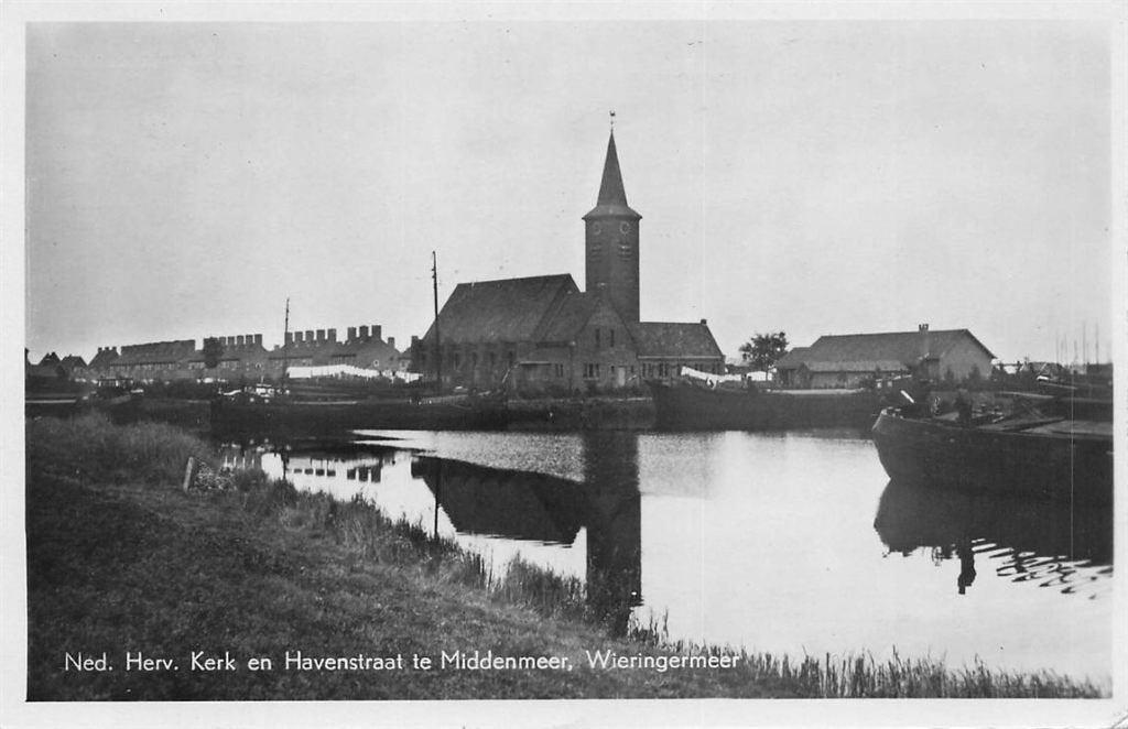 702-493-013 Middenmeer Wieringermeer Ned Herv Kerk en Haven, Verzamelen, Ophalen of Verzenden, Voor 1920, Noord-Holland