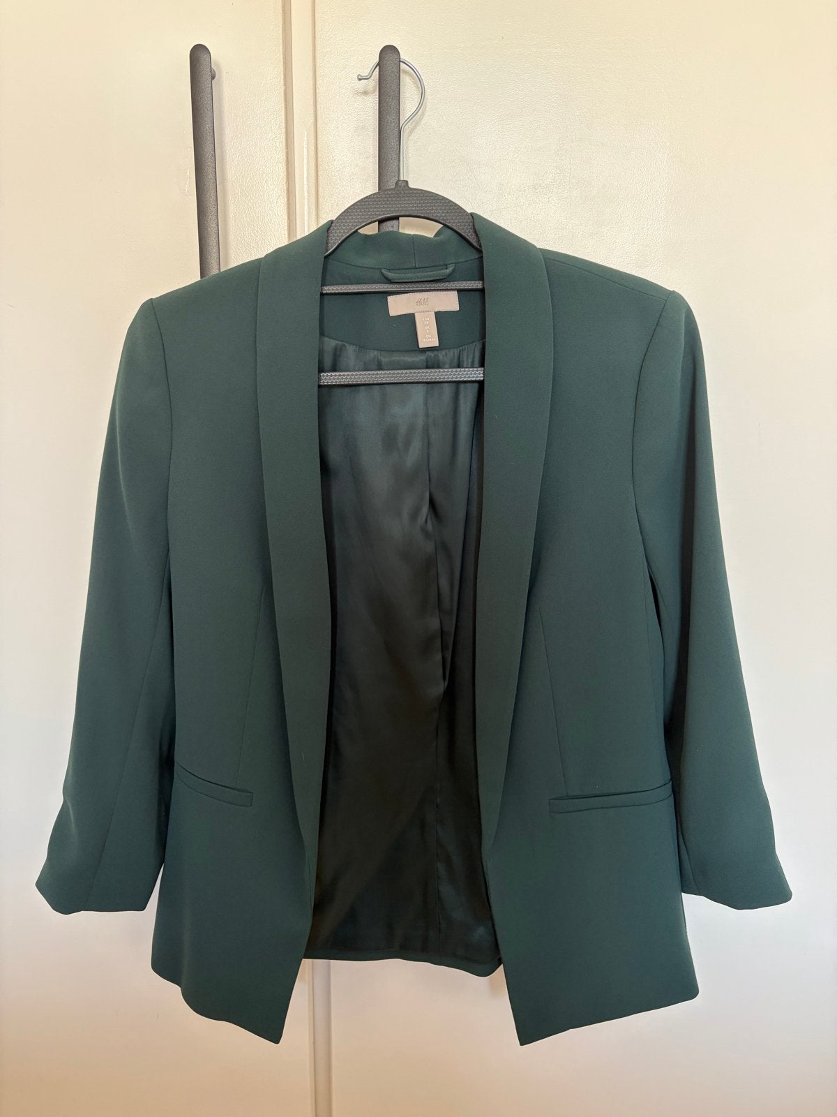 Groen/blauwe blazer van H&M, maat 36, Ophalen of Verzenden, Zo goed als nieuw, Jasje, Maat 36 (S)