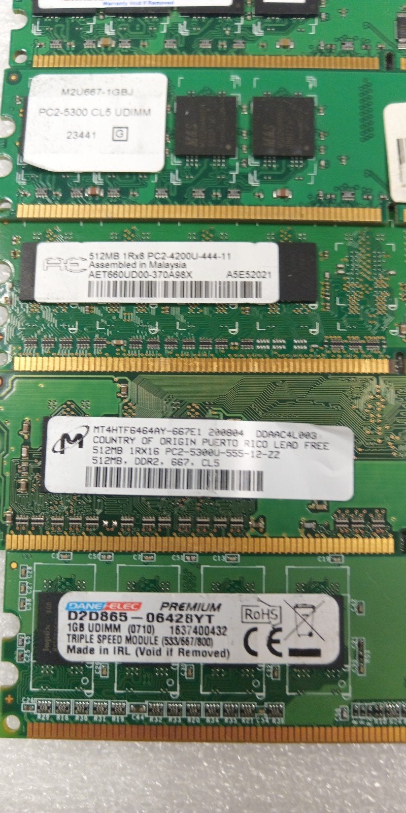 Mix van 6 stuks RAM geheugen (DDR2, DDR3), Ophalen of Verzenden, Gebruikt, DDR2, Server