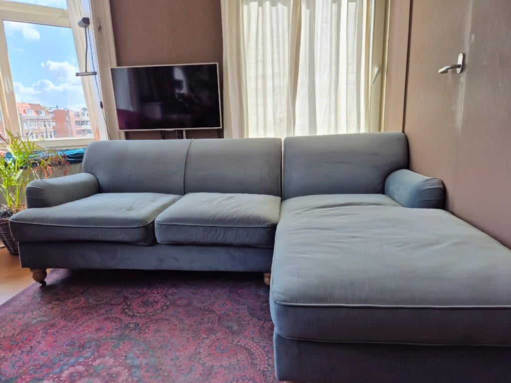 Made. com Orson Petrol Velvet Sofa (L-vorm), Ophalen, Gebruikt, Klassiek, Driepersoons