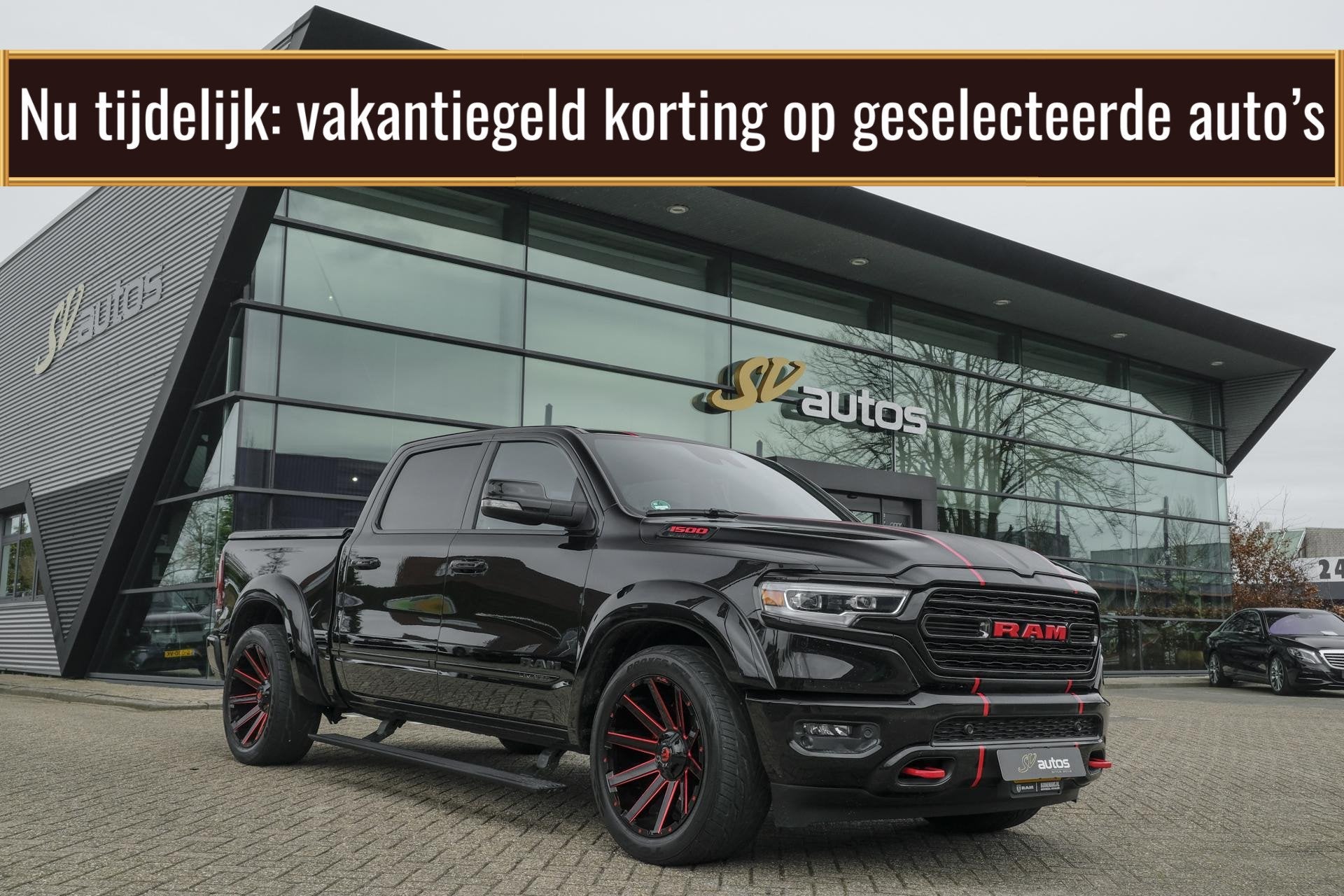 Dodge Ram 1500 5.7 V8 401pk 4x4 Limited LPG G3 Widebody Blac, Auto's, Dodge, Automaat, Gebruikt, 5654 cc, Zwart