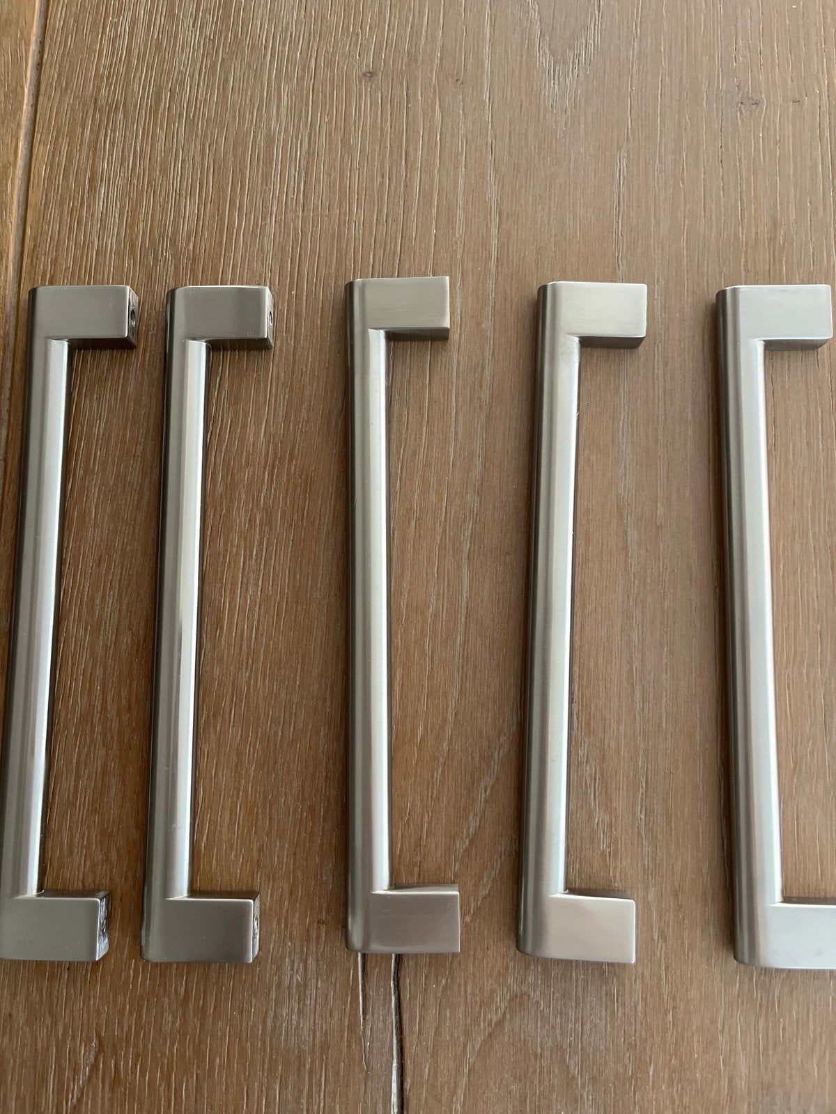 Set van 5 RVS handgrepen voor kasten of lades, Ophalen, Zo goed als nieuw, Rvs, Klink of Kruk