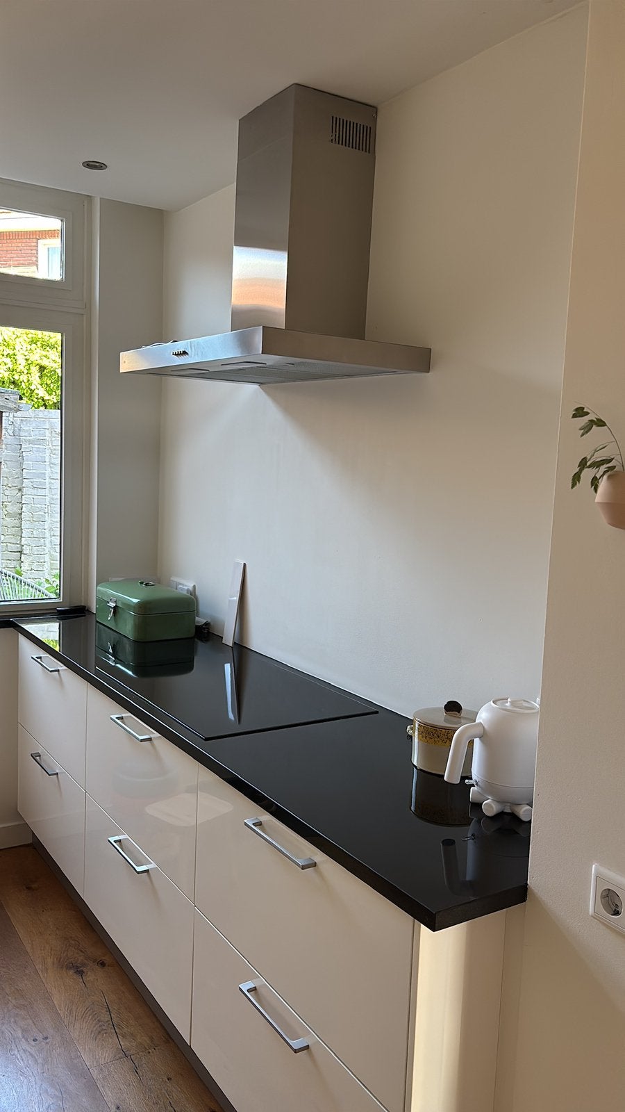 Moderne keuken, Ophalen, Wit, Graniet of Steen, Enkelwandige keuken