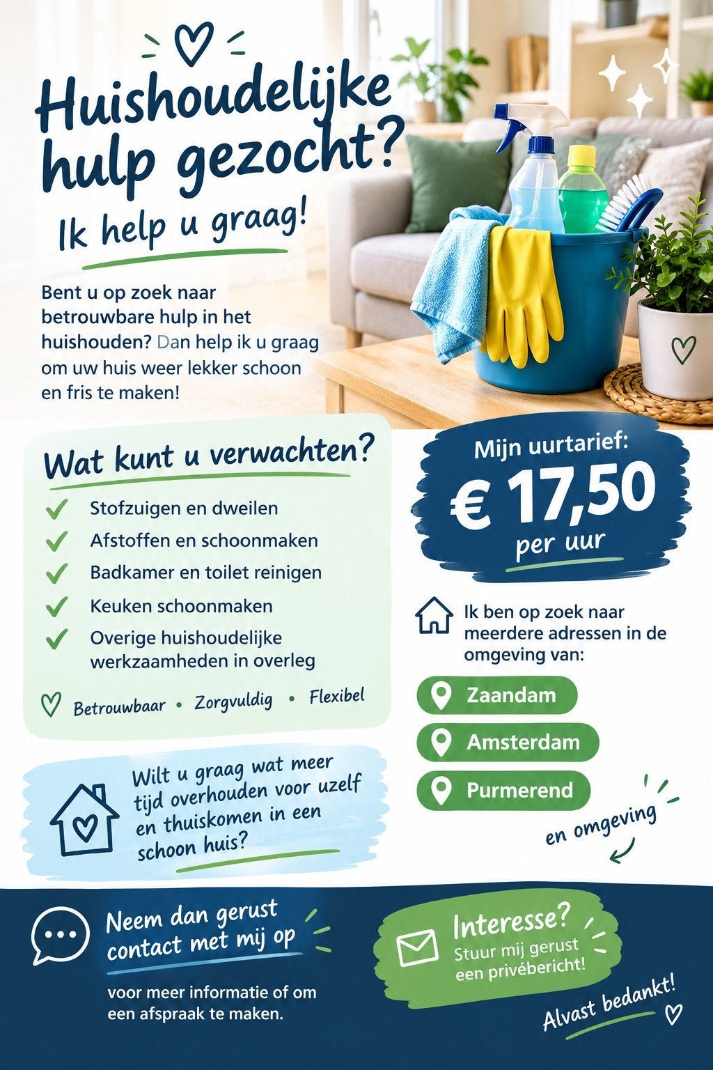 Huishoudelijk hulp gezocht? Ik help u graag!, Diensten en Vakmensen, Schoonmaken