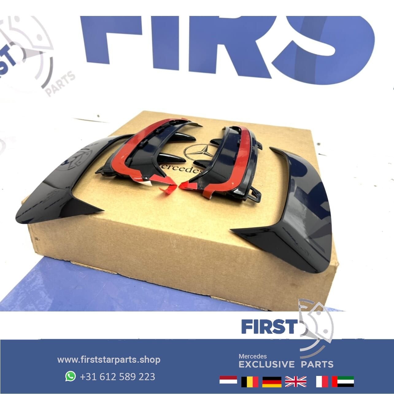 W177 A45 AMG ACHTERBUMPER AERO SPLITTER SET L/R 2018-2022 SP, Gebruikt, Ophalen of Verzenden, Achter, -