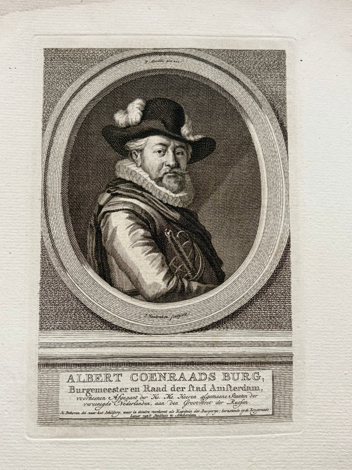 Portret van Albert Coenraads Burg, Burgemeester Amsterdam, Gesigneerd, Ophalen of Verzenden, Gravure, 11 cm