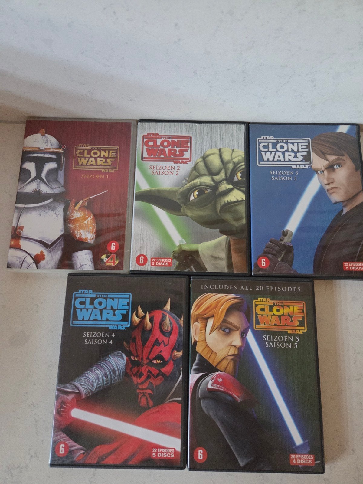 Star Wars - The Clone Wars - Complete serie 1 tm 5, Alle leeftijden, Ophalen of Verzenden, Zo goed als nieuw, Science Fiction en Fantasy