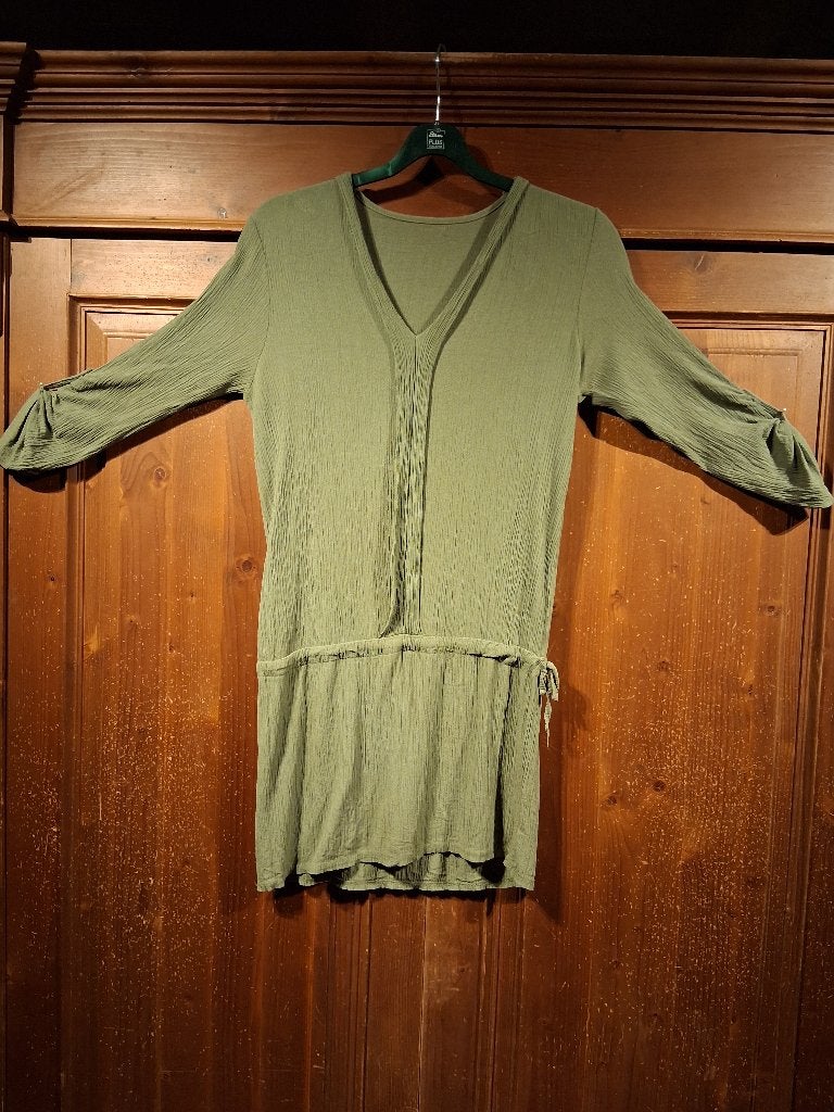 Olijfgroen jurkje S Unica, Kleding | Dames, Ophalen of Verzenden, Zo goed als nieuw, Knielengte, Maat 36 (S)