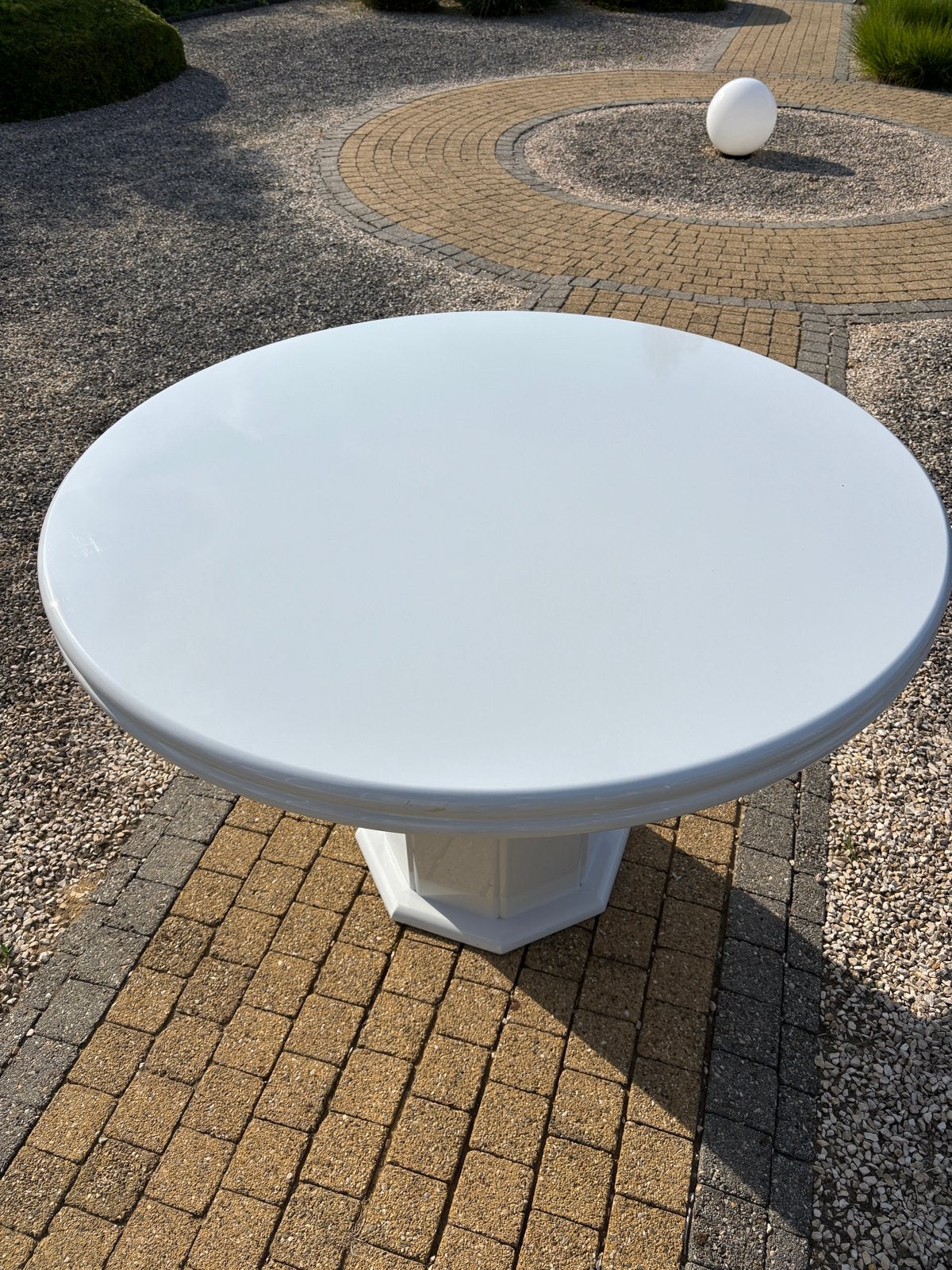 Witte ronde tafel hoogglans, Huis en Inrichting, Tafels | Eettafels, Ophalen, Overige materialen, 100 tot 150 cm, Rond