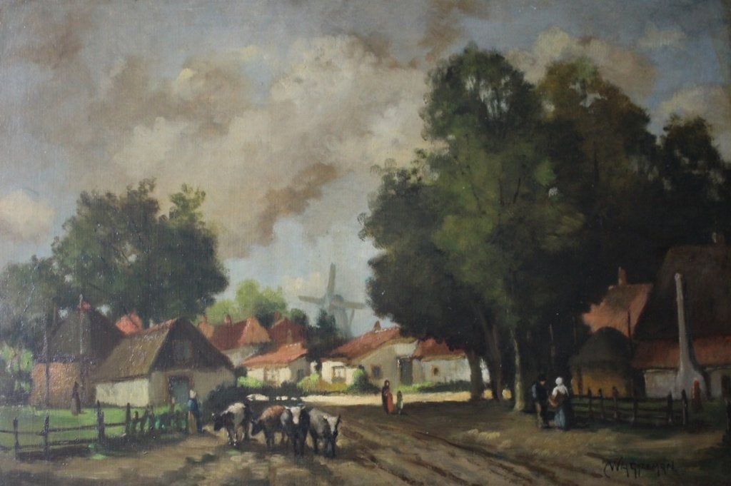 W. A. Gijzeman (1870-1920) fraaie olieverf op paneel., Verzenden