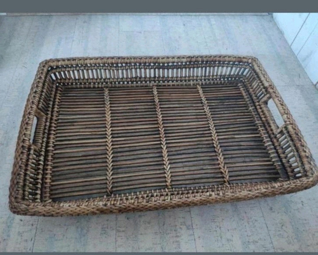 Rieten dienblad 38 x 53 x 8 cm, Ophalen of Verzenden, Zo goed als nieuw, Overige materialen