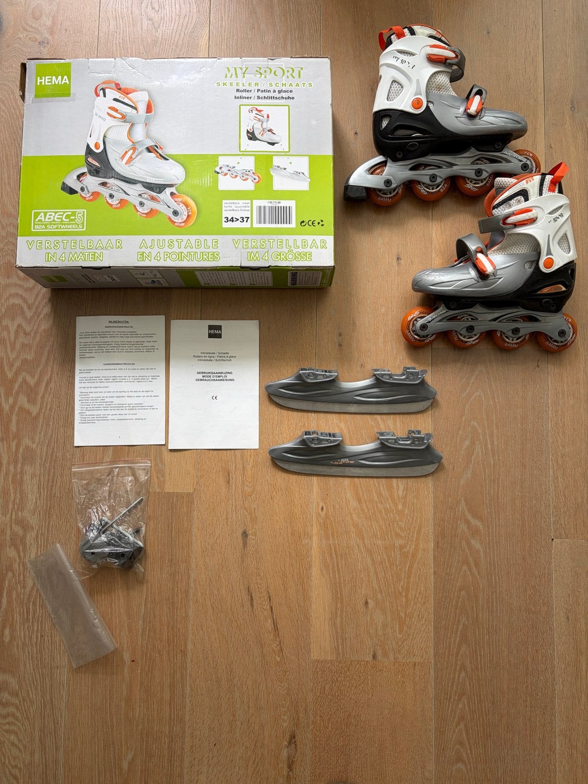 Verstelbare skeeler/schaats HEMA My-Sport mt 34-37, Sport en Fitness, Schaatsen, Ophalen of Verzenden, Gebruikt, Overige typen