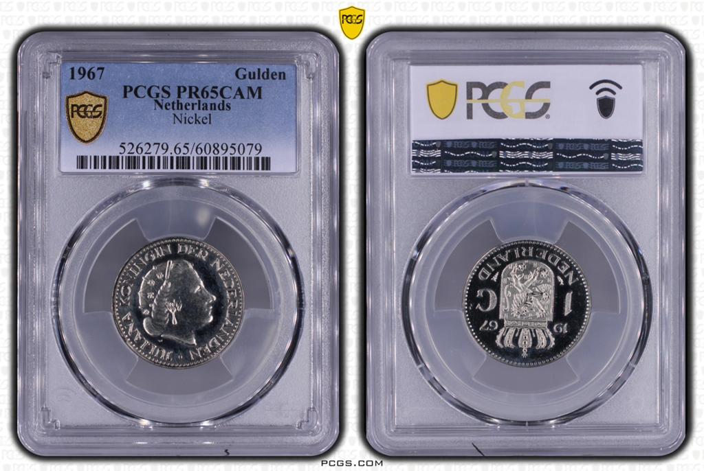 1 Gulden 1967 nikkel (Sch. 1120) - Proof - PCGS PR65CAM, Postzegels en Munten, Ophalen of Verzenden, Koningin Juliana, 1 gulden