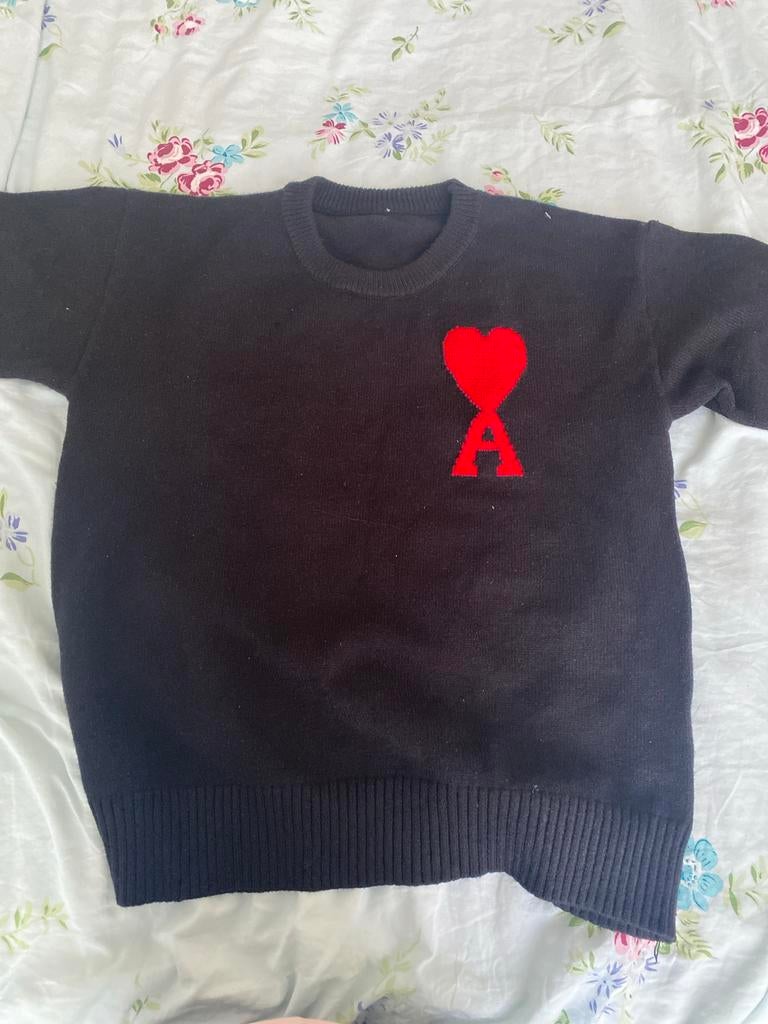 AMI Paris Trui met Hart Logo - Zwart, Kleding | Heren, Truien en Vesten, Ophalen of Verzenden, Zo goed als nieuw, Zwart