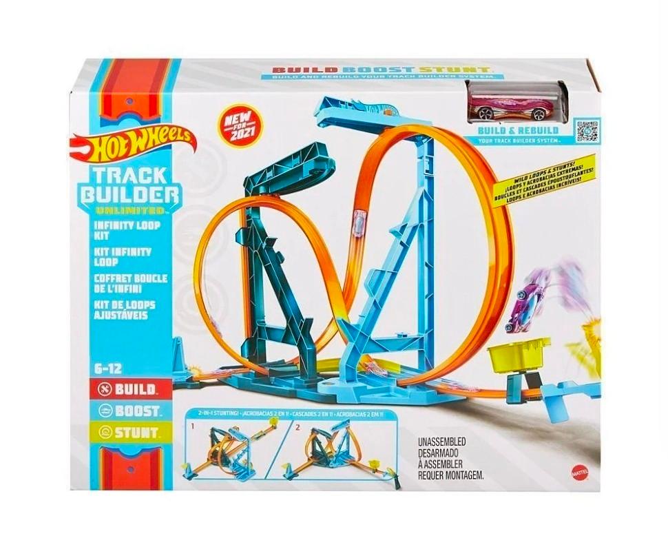 Hot Wheels set TRACK BUILDER oneindige loop kit, Ophalen of Verzenden, Zo goed als nieuw, Handmatig, Hot Wheels