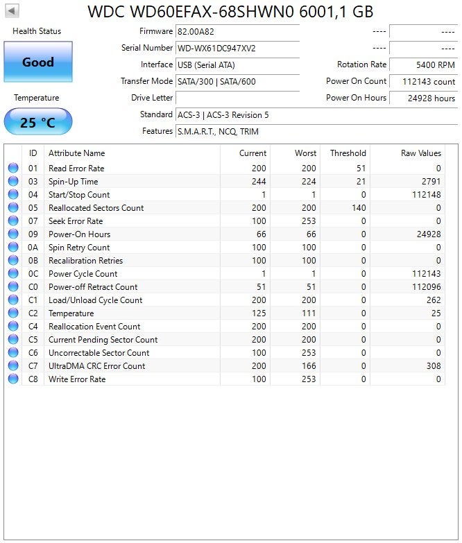 WD Red 6TB, Computers en Software, Harde schijven, Ophalen of Verzenden, Gebruikt, Desktop, SATA