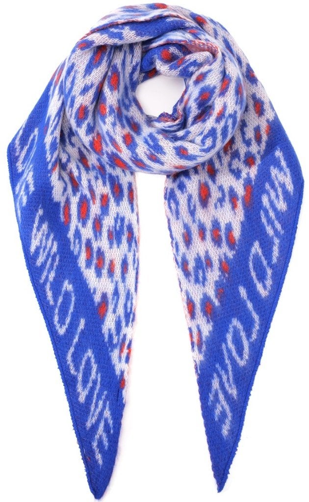 Driehoek sjaal Wild & Love panterprint blauw 190x70cm, Ophalen of Verzenden, Nieuw, Maat 46/48 (XL) of groter, Sjaal
