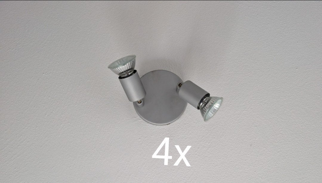Set van 4 verstelbare opbouwspots met GU10 fitting, Halogeen, GU10, Opbouwspot, Overige merken